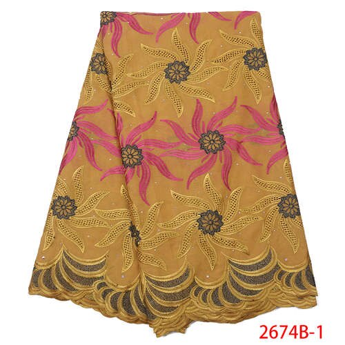 Tissu en dentelle de coton Voile suisse, tissu en dentelle africaine, Voile de suisse, tissu en dentelle africaine, , broderie nigériane avec pierres, pour femmes, collection: Picture 1