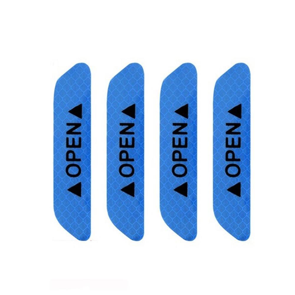 4PCS/SET Car Styling Warning Car Sticker Affixed To The Door To Open The Door Crash Safety Warning Stickers Reflective: Blue