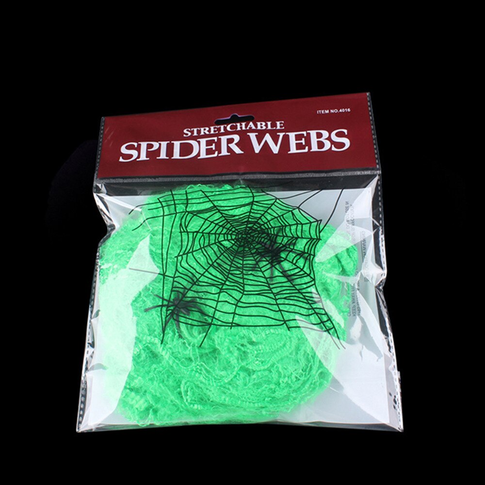 Halloween Scary Party Scene Props White Stretchy Cobweb Spider Web Horror Halloween Decoration For Bar Haunted House: Green