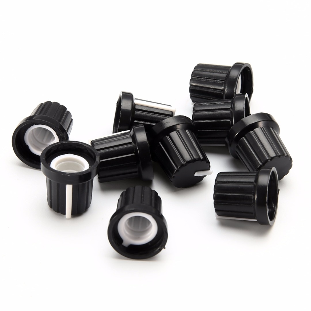 10pcs Black Potentiometer Knob Caps Plastic For 6mm Shaft Hole Plastic Volume Control