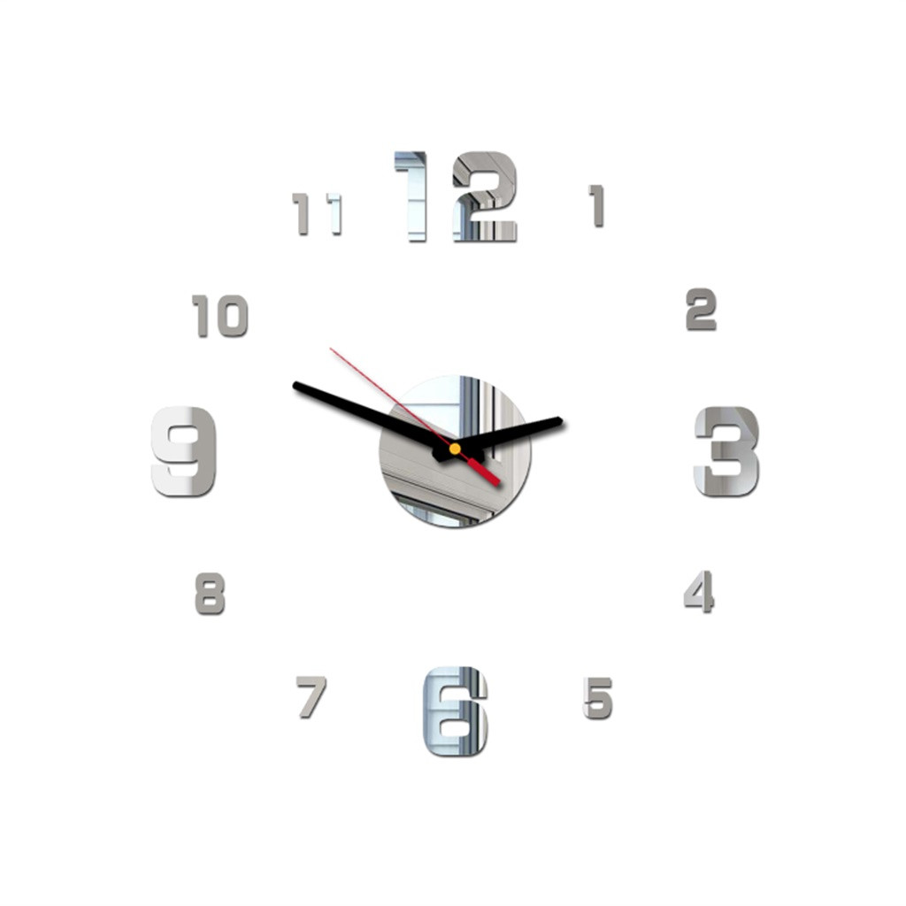 Reloj de pared con números romanos, pegatinas de espejo acrílico, decoración para el hogar, oficina, calcomanías murales de cocina, vintage, metal grande, 19AUG20: D