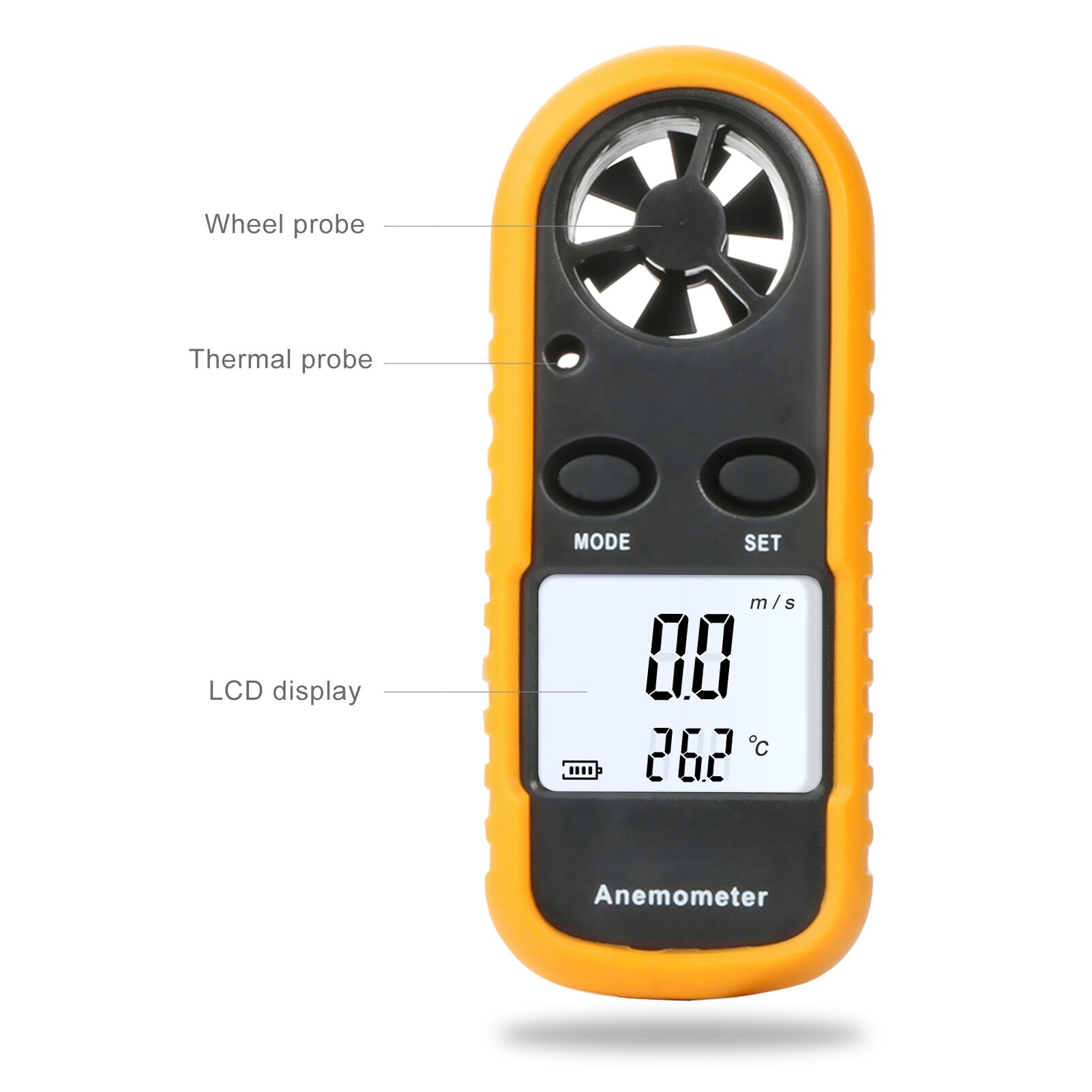Anemometer Portable Anemometro Air Flow Thermometer Portable Wind Speed Meter Gauge Windmeter 30m/s LCD Digital Anemometer