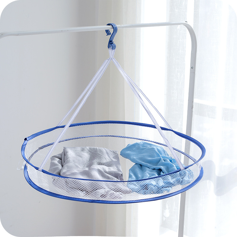 Portable Foldable Drying Rack Hook Drying Rack Hanging Clothes Laundry Basket Dryer Net Double-layer Wash Drying Clothes Basket