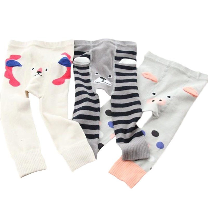 Baby Knitted Leggings Baby Girls Cartoon Pants Skinny Elastic Waist Babies PP Boy Pants Autumn Winter Baby Toddler Trousers