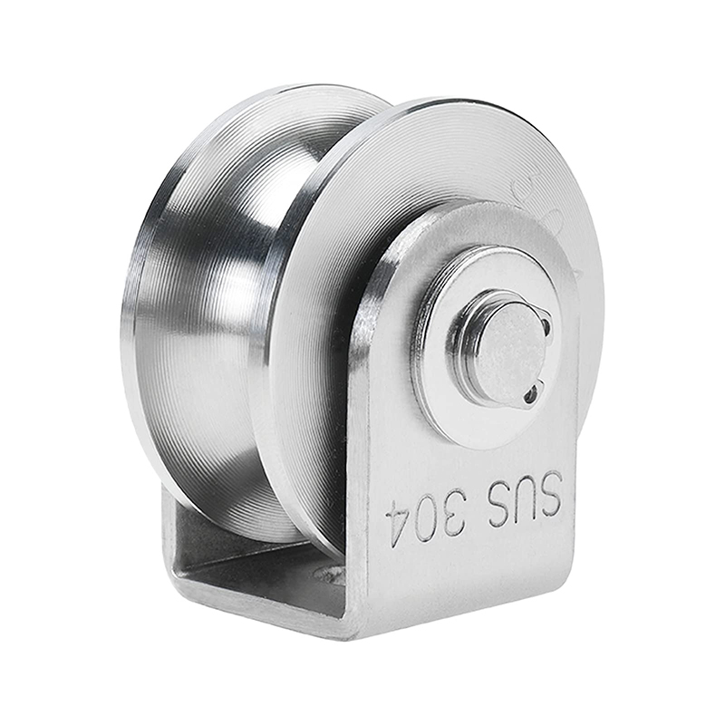 Pulley Block U Type Single Wheel Pulley Roller 304 Stainless Steel Loading 360 Degree Rotation Heavy Duty Grooved Wheel