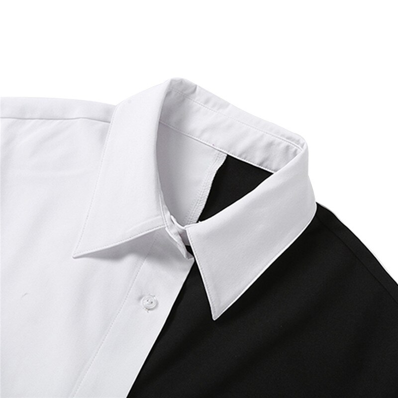 Haut court et décontracté avec boutons pour femmes, haut de nombril à contraste noir et blanc, t-shirt d'été