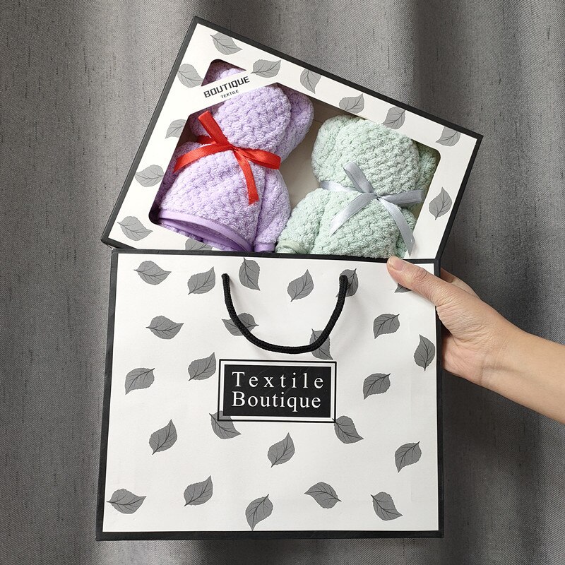 Ensemble de serviettes de bain de luxe en velours, molleton, forme d'ours, avec boîte, séchage rapide, en microfibre, de mariage, de fête