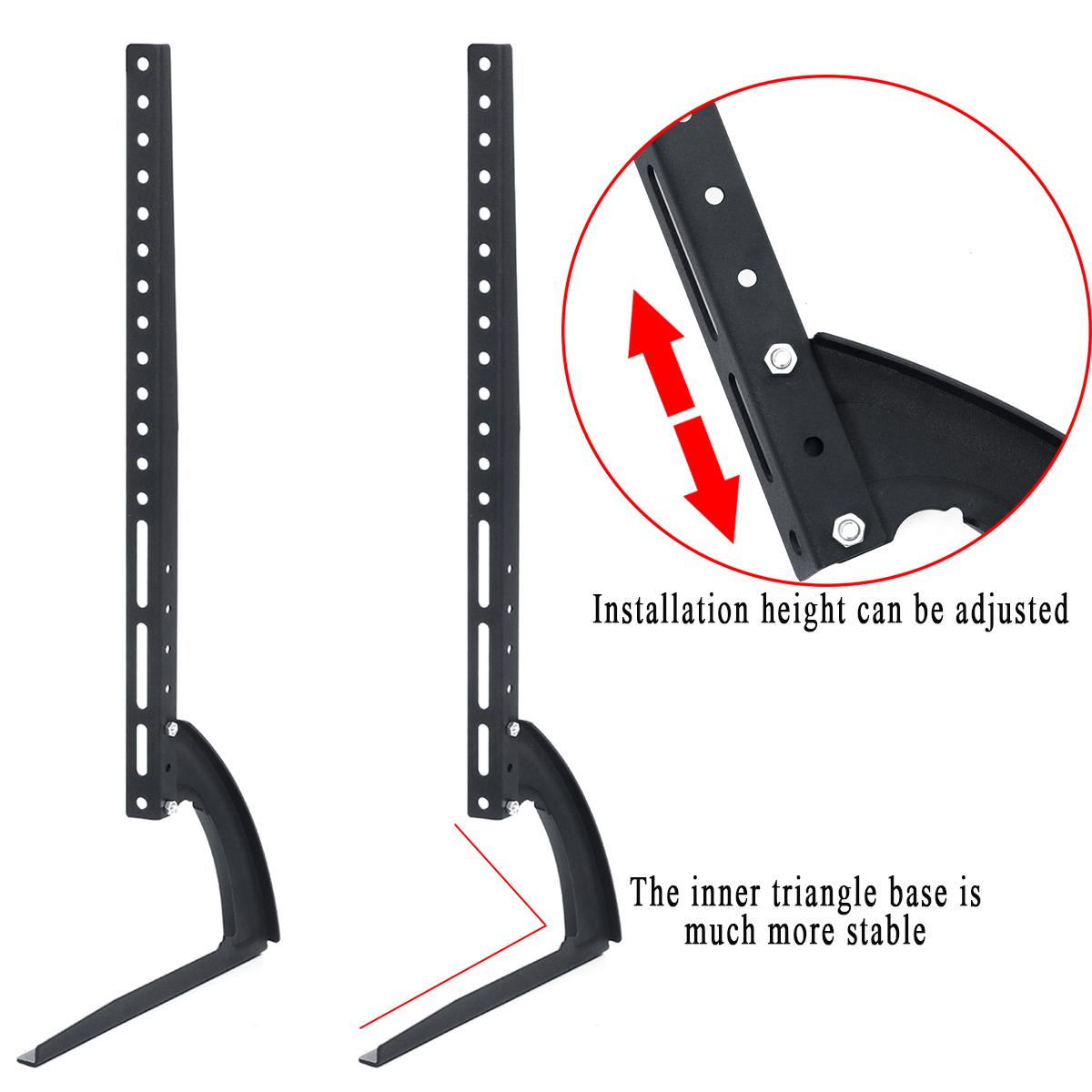 26-75inch Universal TV Stand Base Plasma LCD Flat Screen Table Top Pedestal Mount Height Adjustable Black Load Up to 45KG