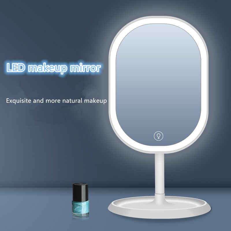 Miroir de maquillage à Led lumineux intelligent à trois tons avec lampe de bureau lumière supplémentaire de maquillage petit miroir
