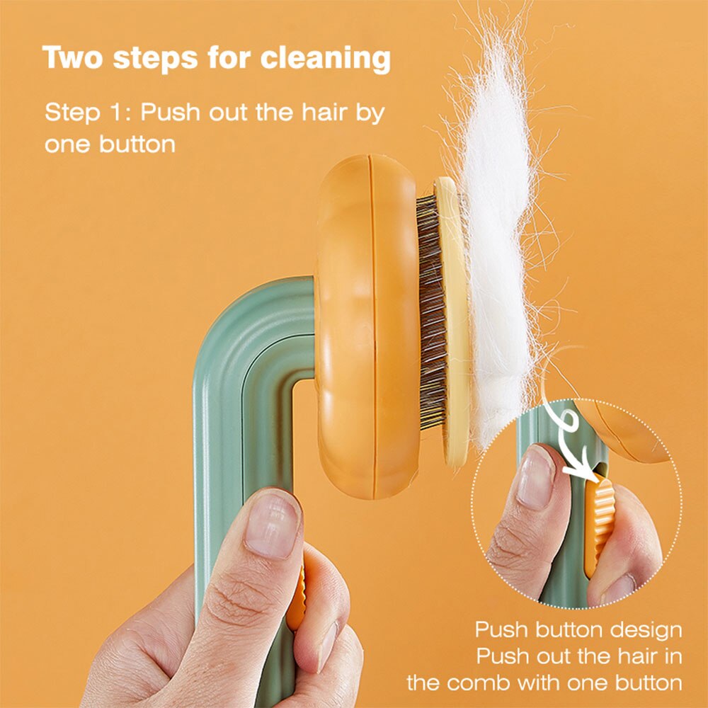 Pumpkin Pet Comb Brush Remove Floating Hair Comb Fading Cat Brush Dog Long and Short Hair Self-cleaning Comb Open Knot Comb