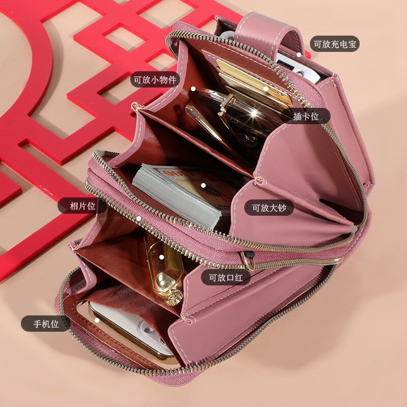 Vrouwen Schoudertas Pu Leather Crossbody Telefoon Tas Portemonnee Kaart Handtassen Messenger Draagbare Kleine Vierkante Tas Voor Meisjes Vrouwelijke