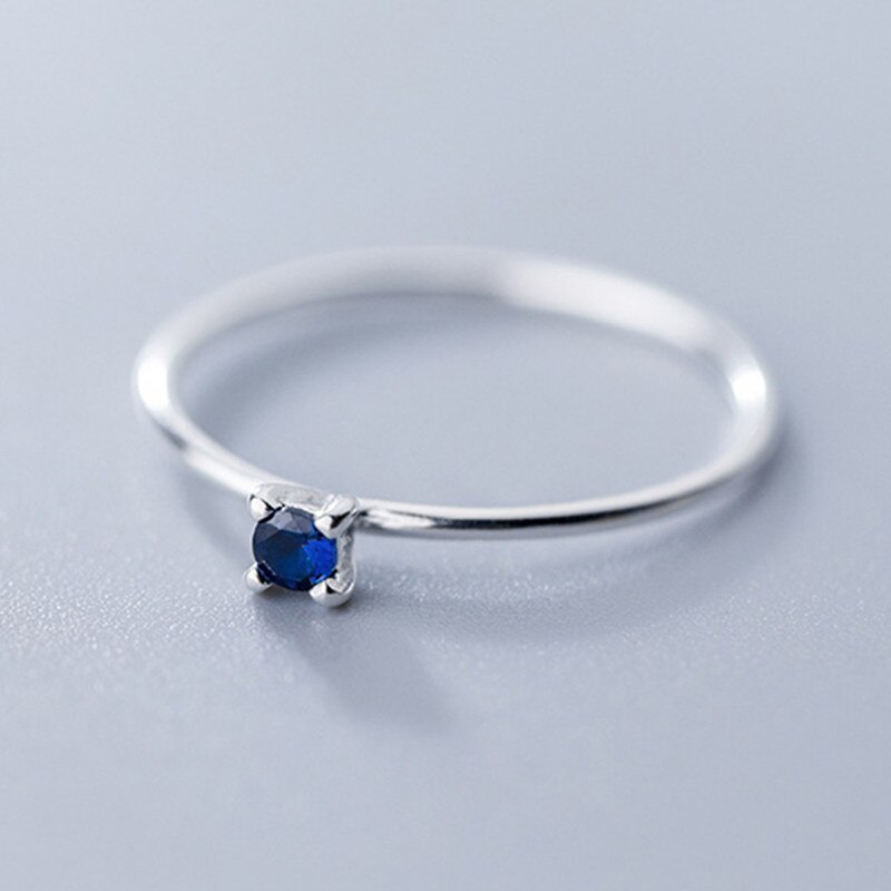 INZATT Real 925 Sterling Silver Blue Zircon Ring For Women Fine Jewelry Cute Minimalist Accessories