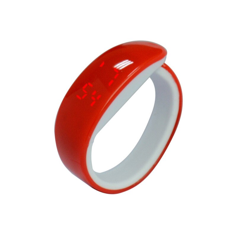 Women Men Sport Date Waterproof Wristband LED Plating Bracelet Digital Wrist Watch: Red