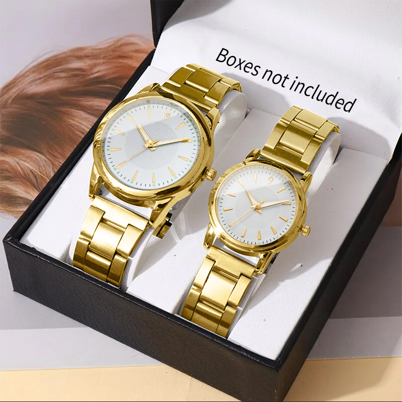2Stck Paar Uhren Männer Geschäft Uhr Analog Frauen Quarzuhr (Ohne Kasten): Bronze-