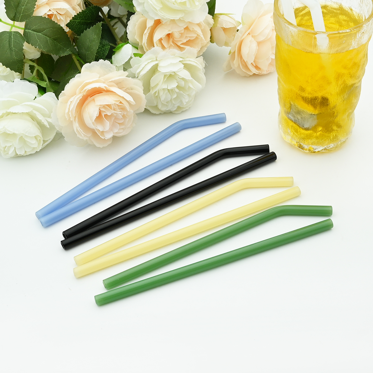 Eco Friendly Reusable Drinking Straws High Borosilicate Glass Straws for Smoothies Straws Cocktails Bar Accessories with Brushes