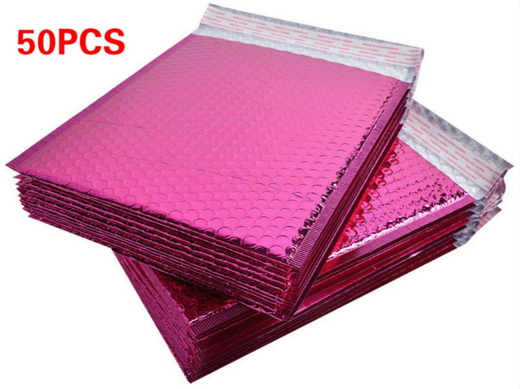 Rose Red Poly Bubble Mailer Envelopes Padded Mailing Bag Self Sealing Packaging Bag Wrap Storage Usable Space 15X13+4cm