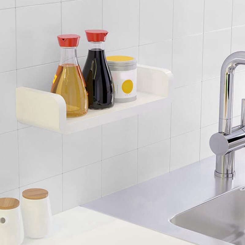 Bathroom Floating Shelf U Shape Suction Wall Rack Storage Organizer Self Adhesive [No Drilling Installation]