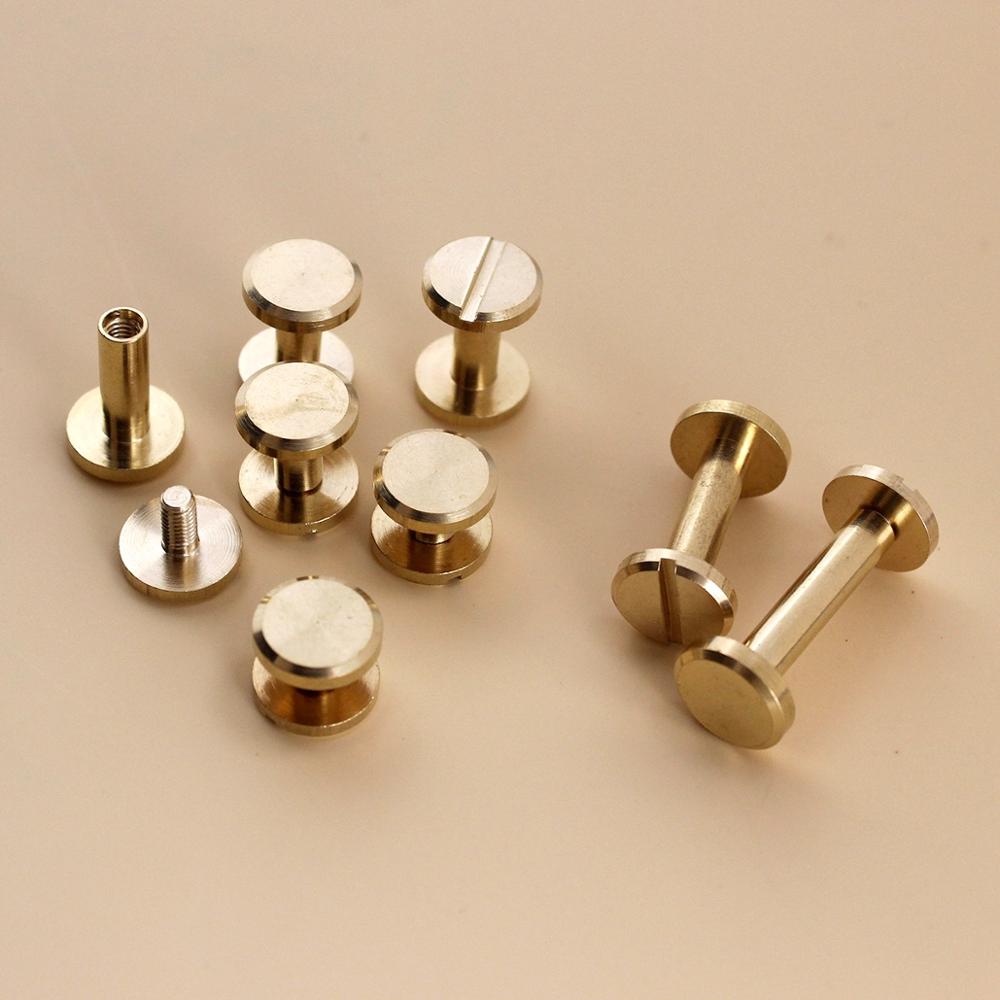 Tornillos de encuadernación de latón macizo, remaches de clavos para álbum de fotos, tachuelas artesanales de cuero, sujetadores de billetera de cinturón, tapa de 10mm, 10 Uds.