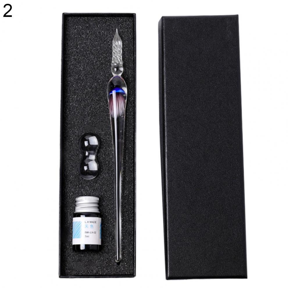 1 Set Dip Pen Beautiful Ergonomic Handle Jellyfish Pattern Drawing Calligraphy Glass Pen Kit for: 2