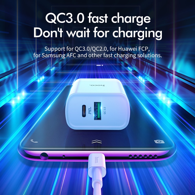 HOCO USB Charger Quick Charge QC PD Charger 20W QC4.0 QC3.0 USB Type C Fast Charger for iPhone 11Pro X Xs 8 Xiaomi Phone EU Plug