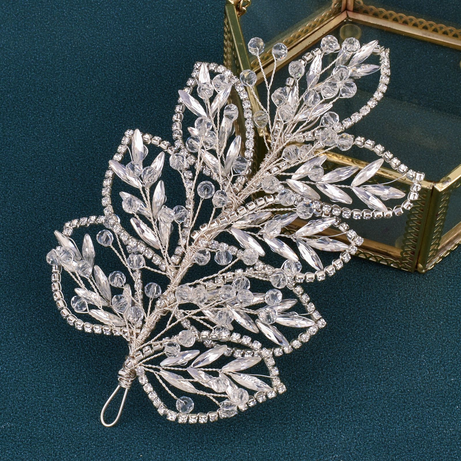 A422 pieza de pelo de novia de plata, diademas de boda brillantes, Tiaras hechas a mano, accesorios para el cabello de boda, joyería para la cabeza, tocado de novia: YELLOW