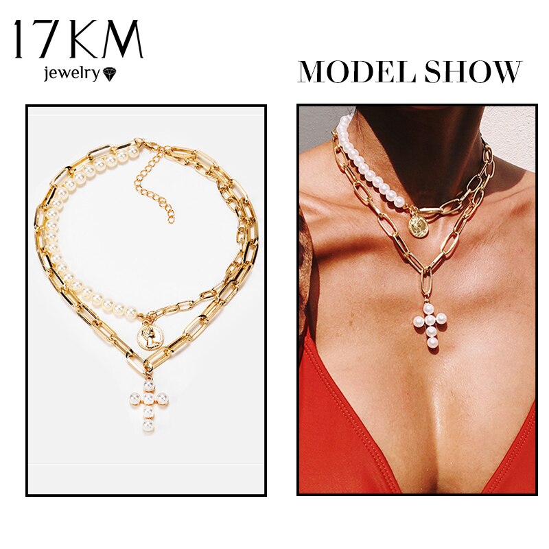 Vintage Multi Layer Lock Necklaces Chain For Women Gold Heart Key Pendants Necklace Party Jewelry: CS5038