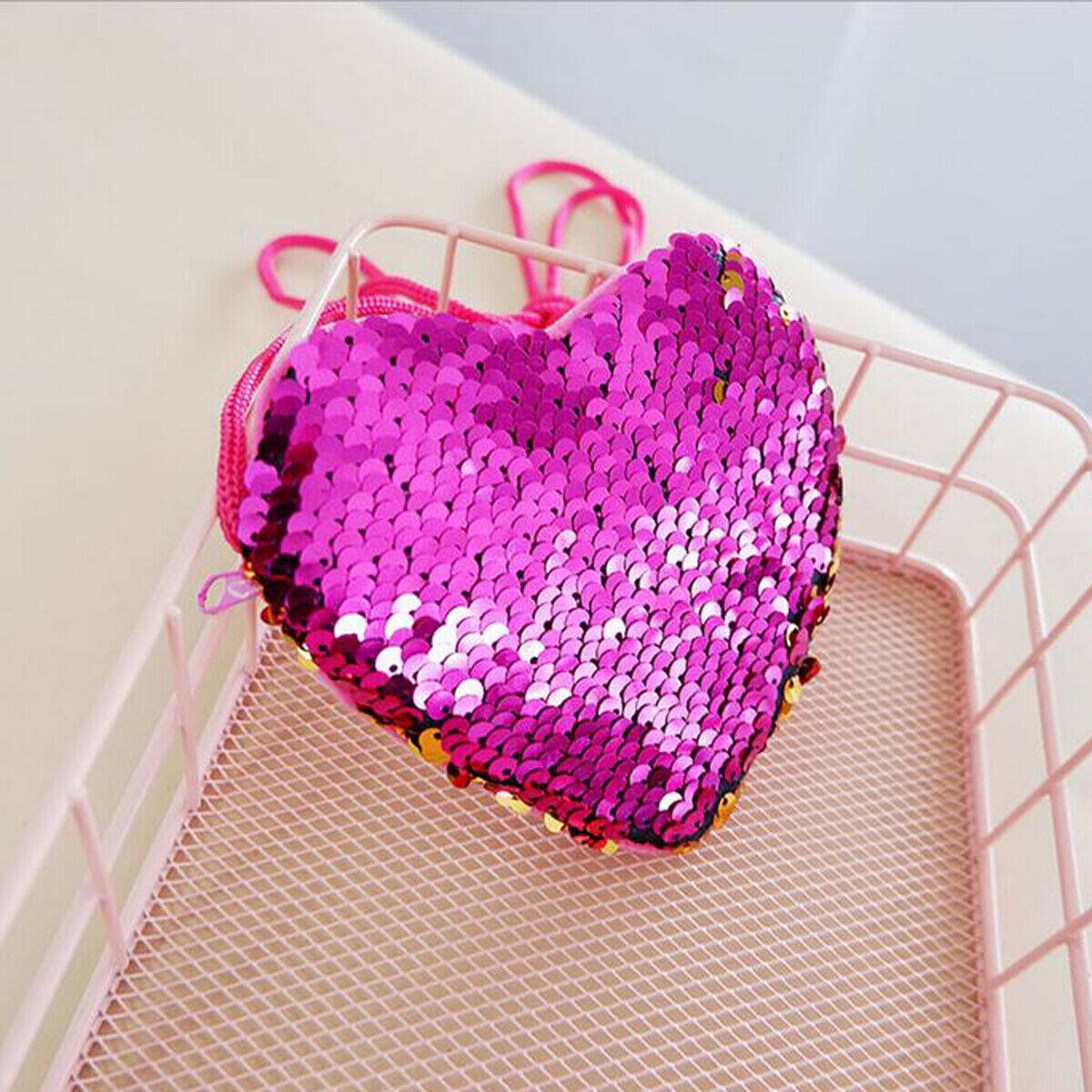 Accesorios para bebé, monedero de corazón para mujer y niña, Bolso pequeño de lentejuelas, bolso de mano de , accesorios para niños,: Rose red