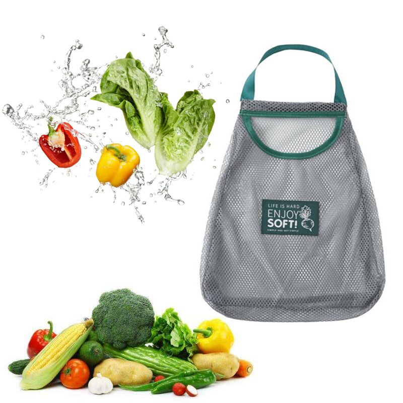 Eco friendly Mesh Bags Vegetable Fruit Bag Reusable Mesh Hanging Storage Bag Kitchen Bathroom Organizer Toy Sorting Bags
