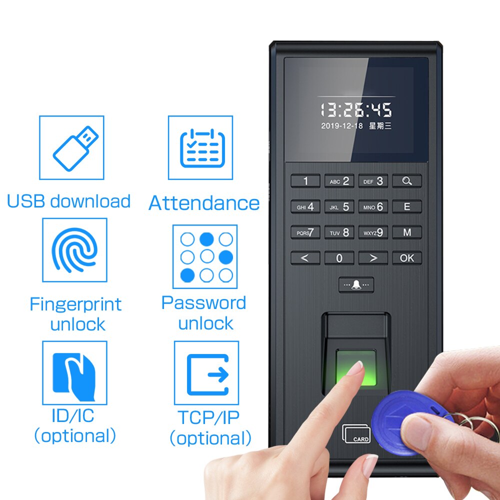 125Khz RFID Biometric Fingerprint Time Attendance Access Control Keypad Electronic USB Time Clock Recorder Time Attendance TCP