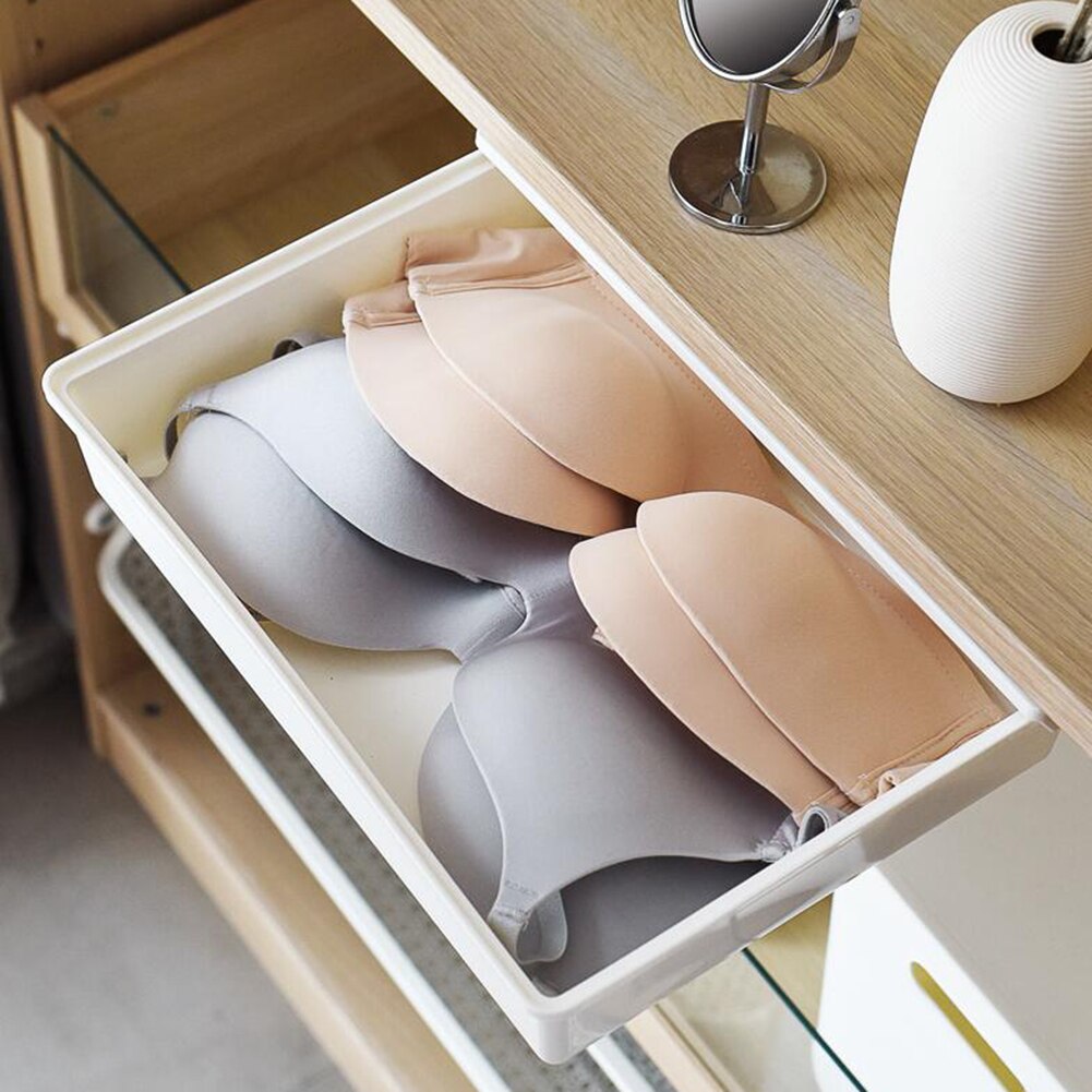 Punch-free Hidden Under Table Floder Desk Stationery Storage Box Drawer Holder