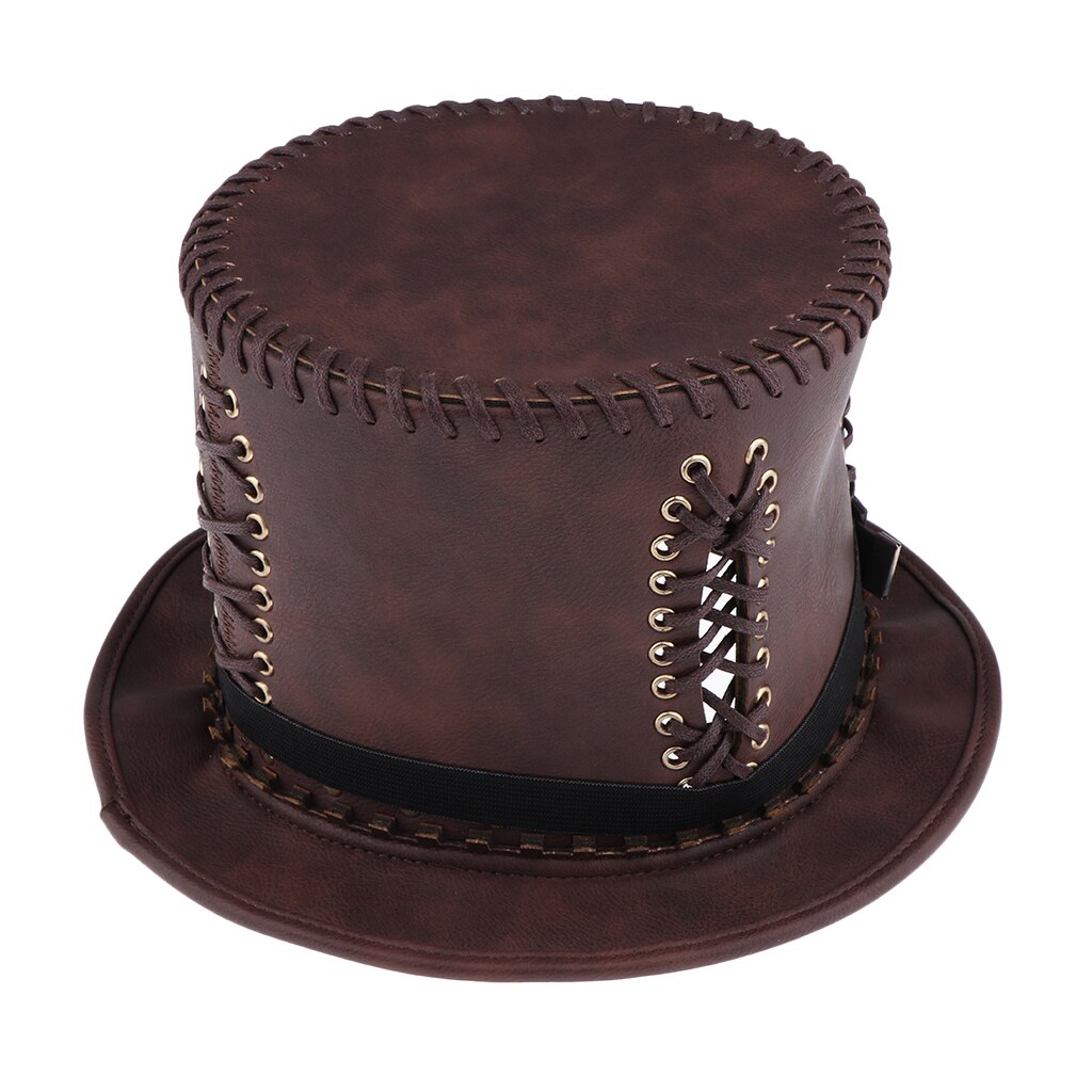 Adults Steampunk Gear Punk Flat Top Hat with Goggle Retro Victorian Fancy Dress Accessories