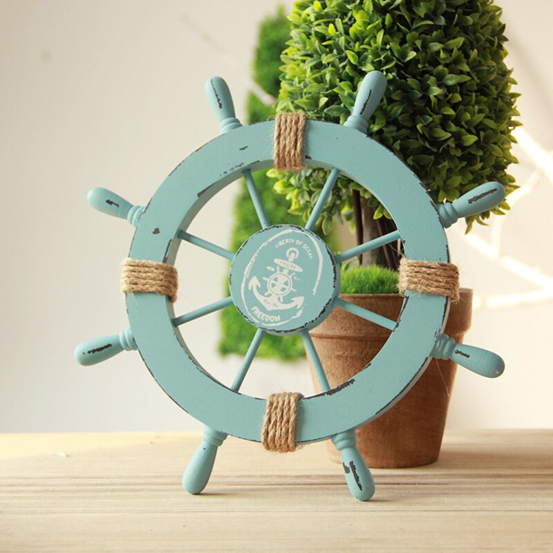 Gouvernail de bateau en bois de Style méditerranéen, décoration murale artisanale