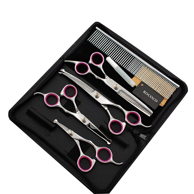 Grooming Shears For Dogs Pet Hair Grooming Scissors Kit with Safety Round Tip