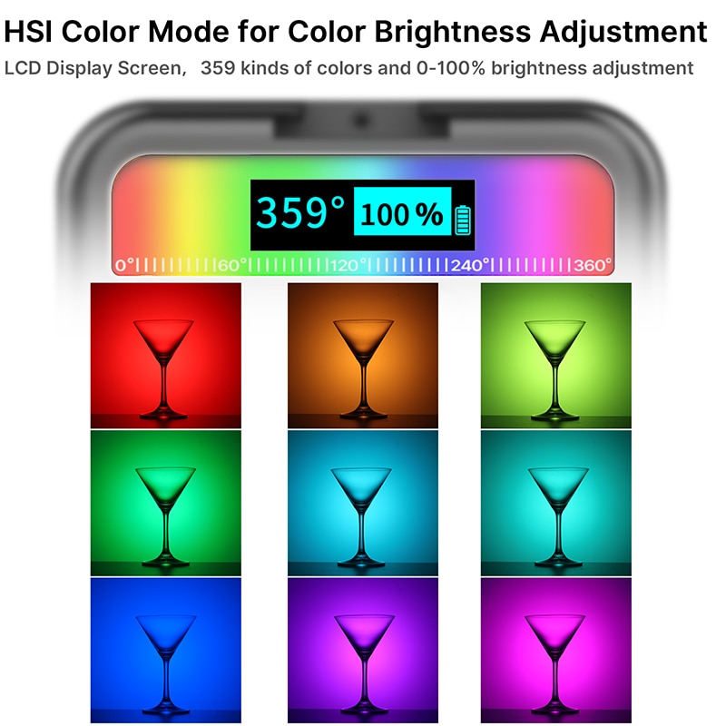 Ulanzi-luz em cores led para vídeo, tipo c, 2500k-9000k, 800lux, potência magnética