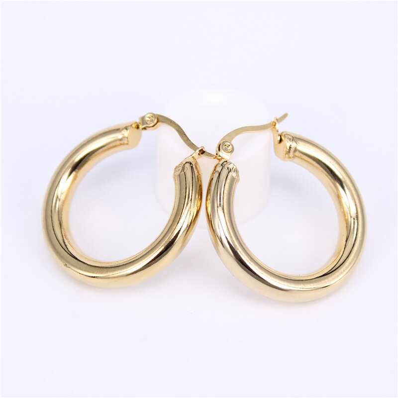 316L stainless steel jewelry earrings Gold color female Hoop earrings for Women LH143: 30MM gold color