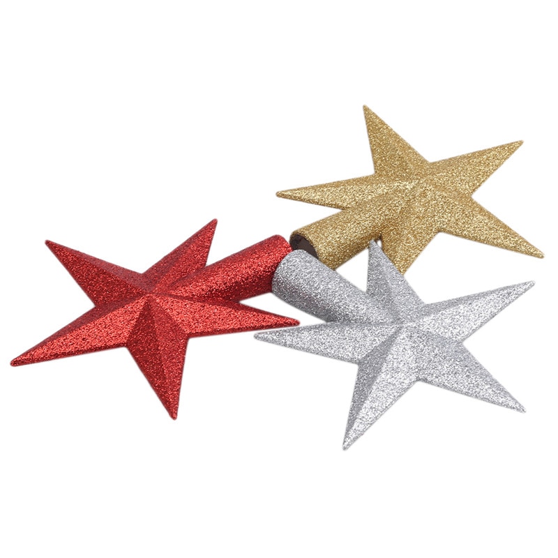15/20cm étoiles d'or pour sapin de noël, 3d étoiles à cinq branches, décoration de table pour la maison, joyeux noël