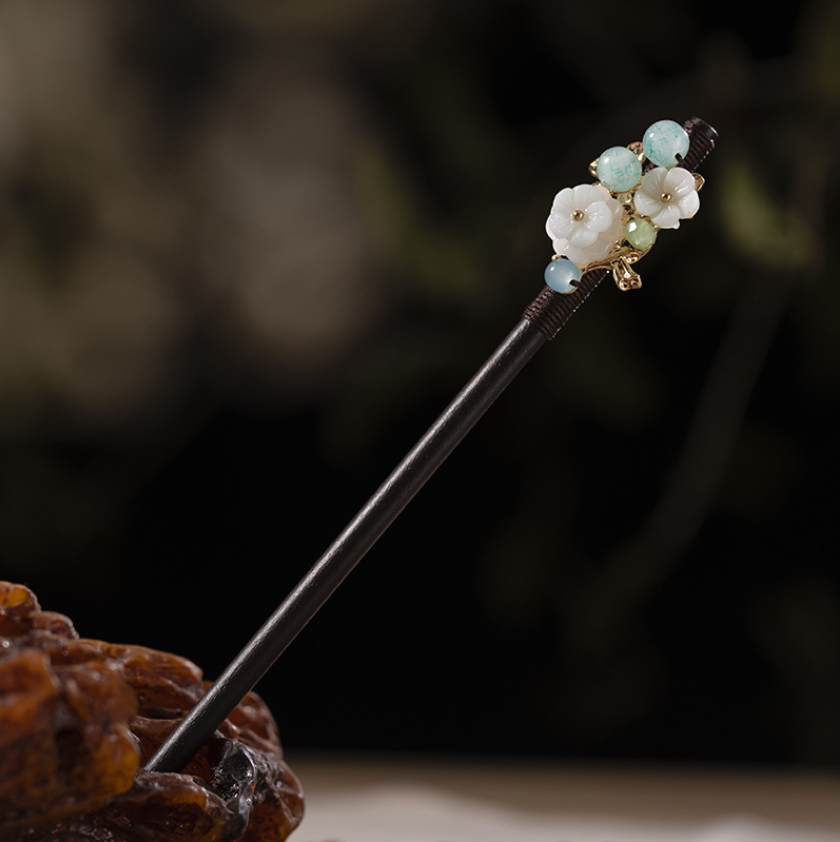 Horquilla con borlas de madera para sacudir el pelo, palillo para el pelo, adorno para el cabello antiguo, tocado de sartén, accesorios para peinados de flores,: COLOR ORO ROSADO