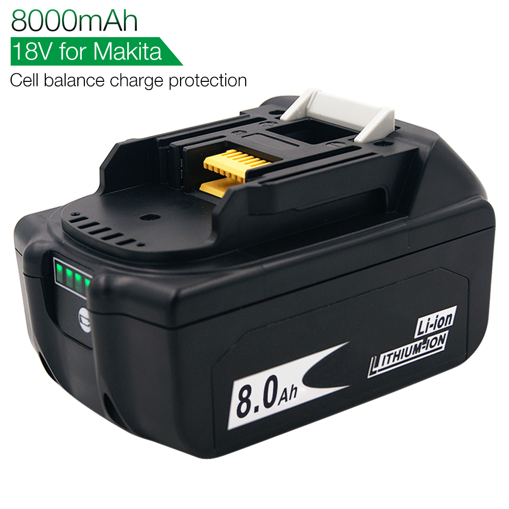 Version  bl1860 bl1880b 18 v 8000 mah li-ion genopladeligt batteri til makita 18v batteri  bl1840 bl1850 bl1830 bl1860b lxt 400