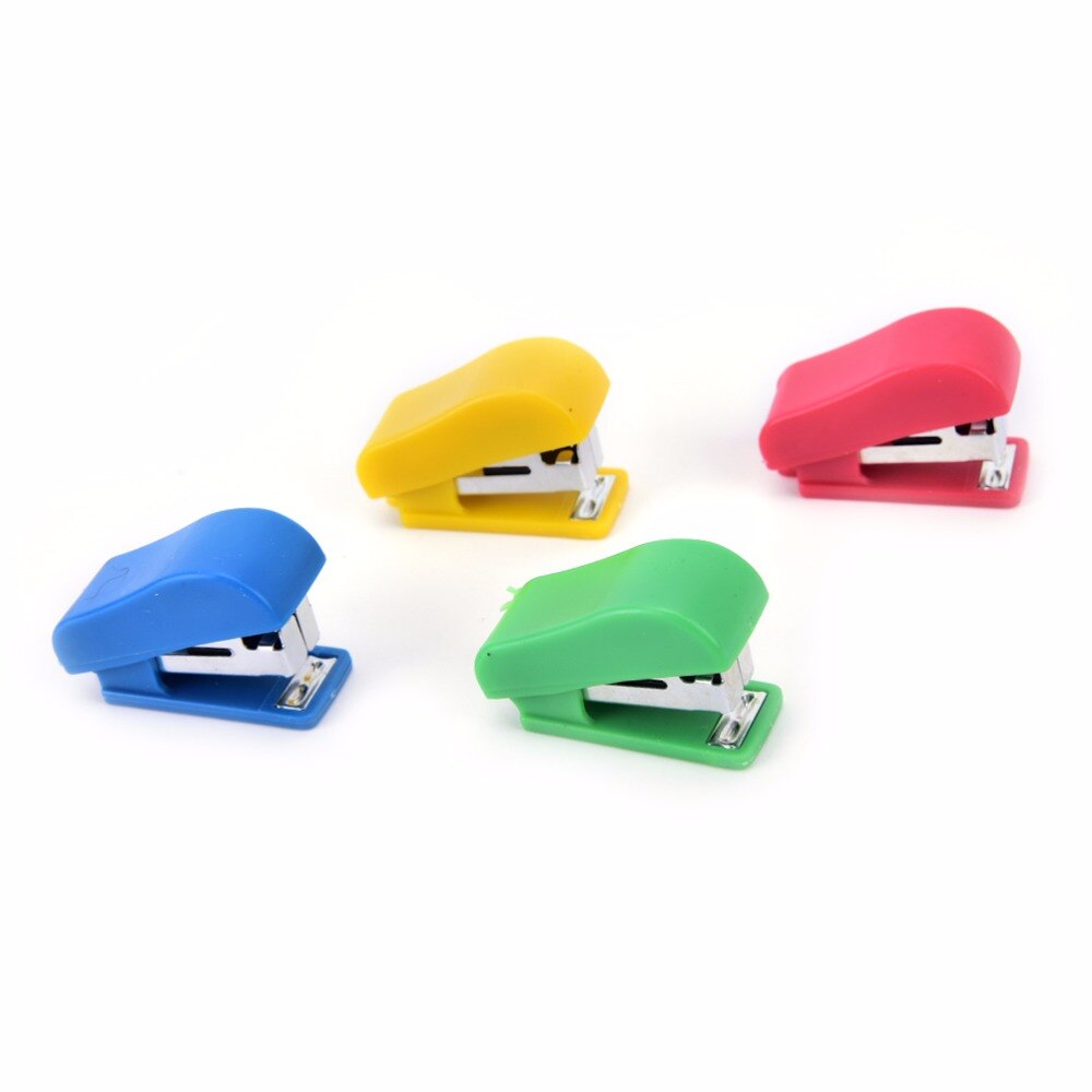 1set Stapler Candy Solid Color Plastic Fastener Paper Stapler Manual Stapler No. 10 Staples Set Color Randomly
