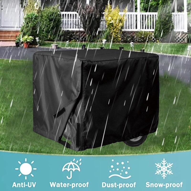 3 Size Generator Cover Windproof Protective Cover Canopy Shelter Waterproof Oxford Cloth All-Purpose Covers Protection Black