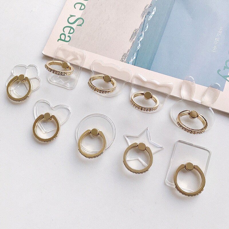 10Pcs Clear Mobiele Telefoon Strass Ring Houder Telefoon Cellulaire Ondersteuning Accessoires Telefoon Stand Socket Voor Alle Smartphone