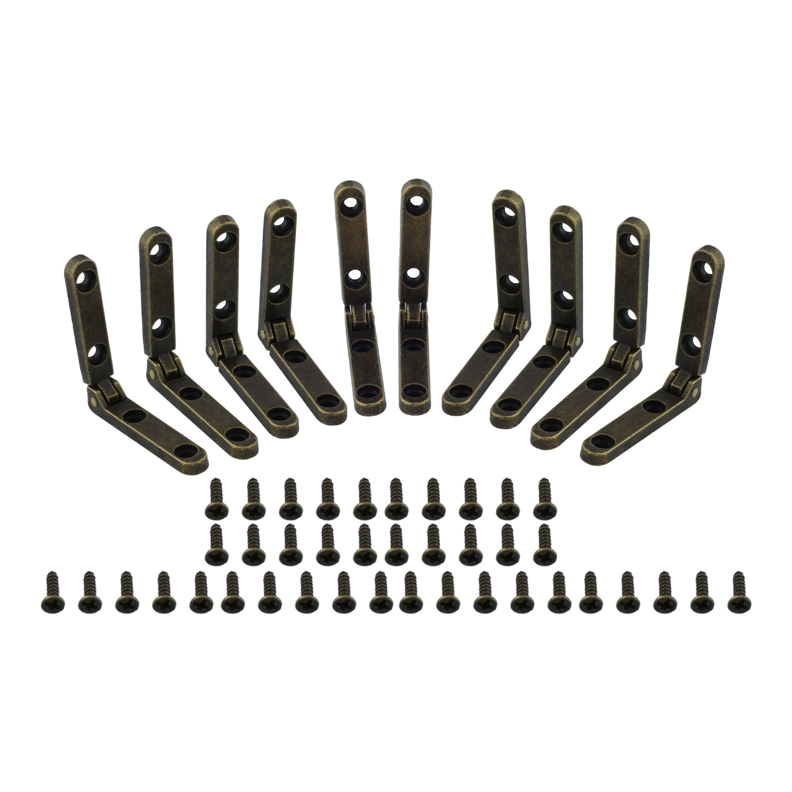 Bisagras pequeñas para joyería, caja de madera, caja de pecho, bisagras plegables de 90 grados, accesorios de caja de madera, aleación de Zinc con tornillos, 10 piezas