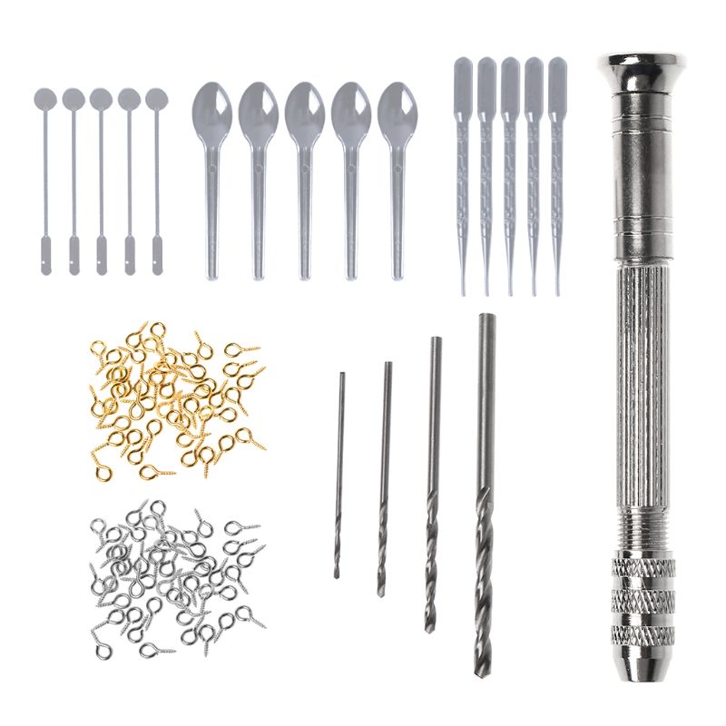 1 Set Epoxy Resin Kit DIY Jewelry Making Tools Drill Pins Gold Necklace Pendant Dropper Spoon Mix Stick Accessories: Default Title