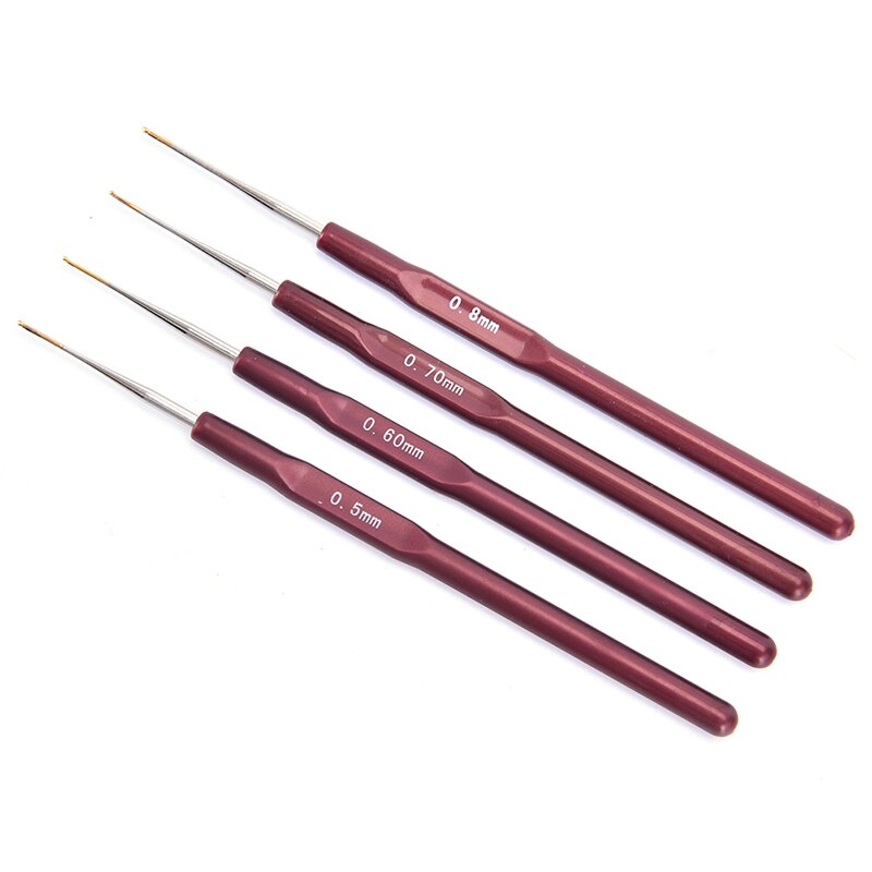 4 Pcs/Lot Dreadlock Crochet Needles Crochet Hook Lock Micro Hair Bearded Needle Making Knitting Interlock