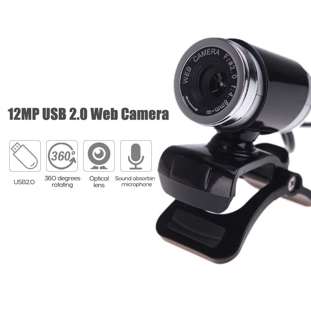 12MP Usb Webcam 2.0 High-Definition Web Camera Met Microfoon Clip-On Base 60FPS Webcam Voor Laptop computer Video Call