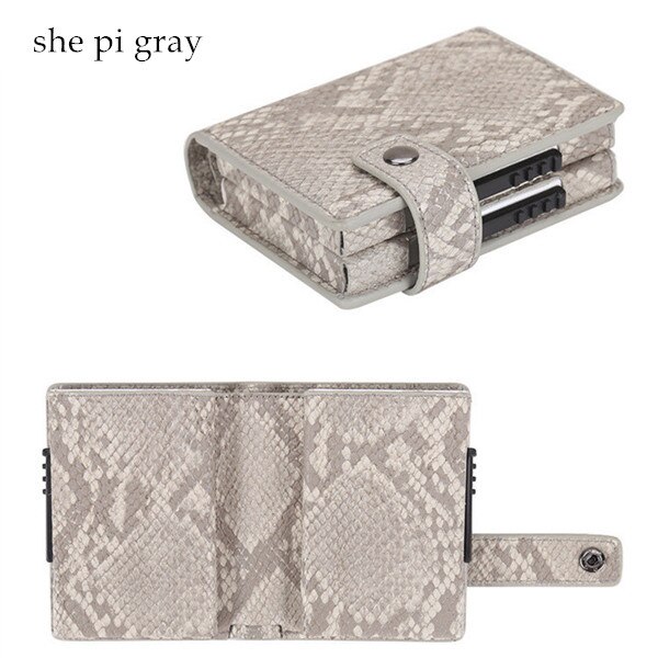 Bisi Goro Aluminium Wallet Credit Card Holder Metal Met Rfid Blocking Multifunctionele Portemonnee Reizen Metal Case: she pi gray X-35C