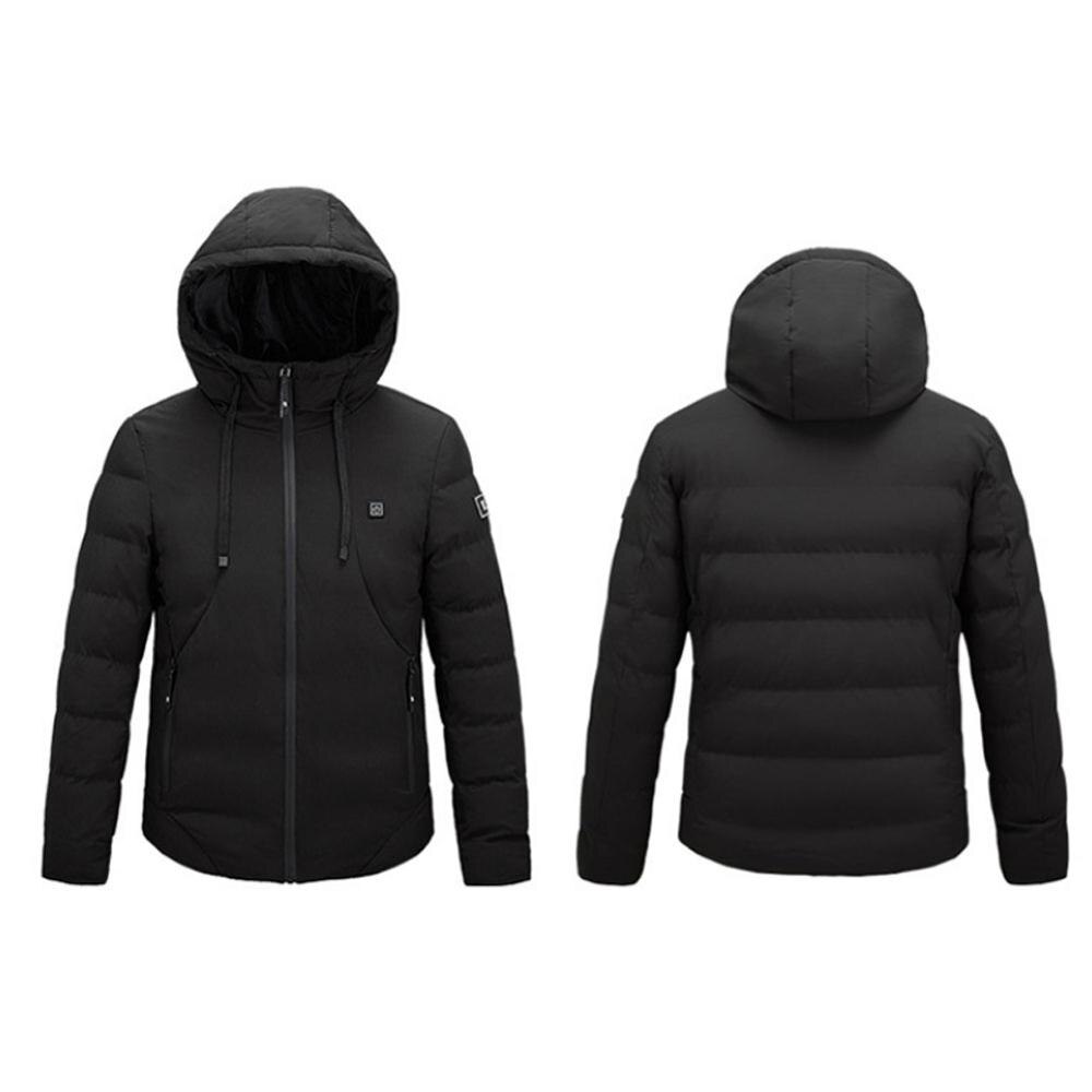 Waterproof Winter Jacket Men Heating Jacket USB Heating Jacket Smart Temperature Control Automatic Heating Electric Heating: Black / 5XL