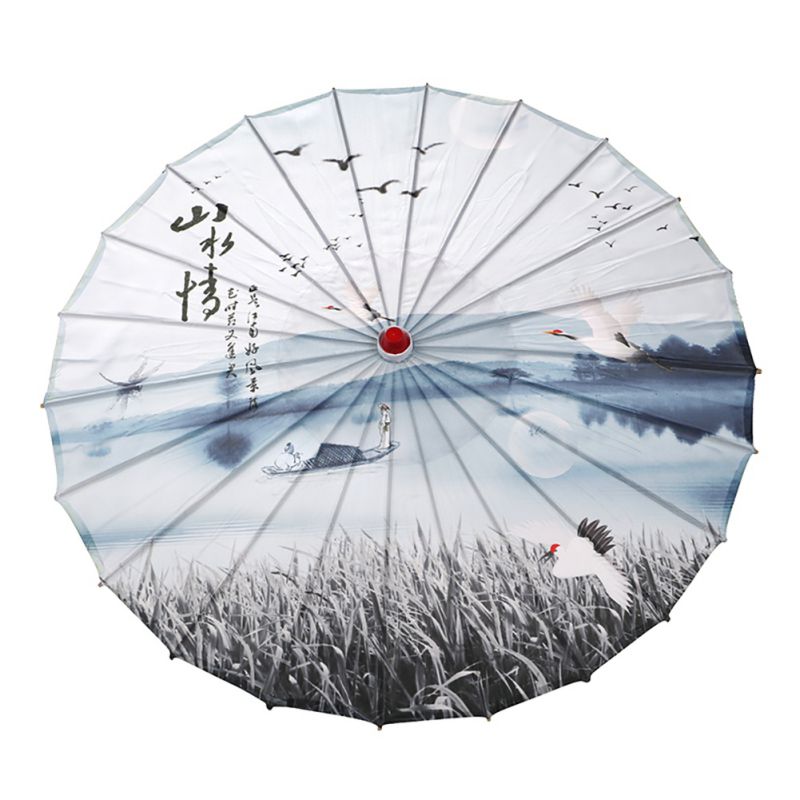 Chinese Silk Cloth Umbrella Landscape Painting Parasol Decorative Oil Paper Umbrella For Classical Cheongsam 2 2 2 2 2