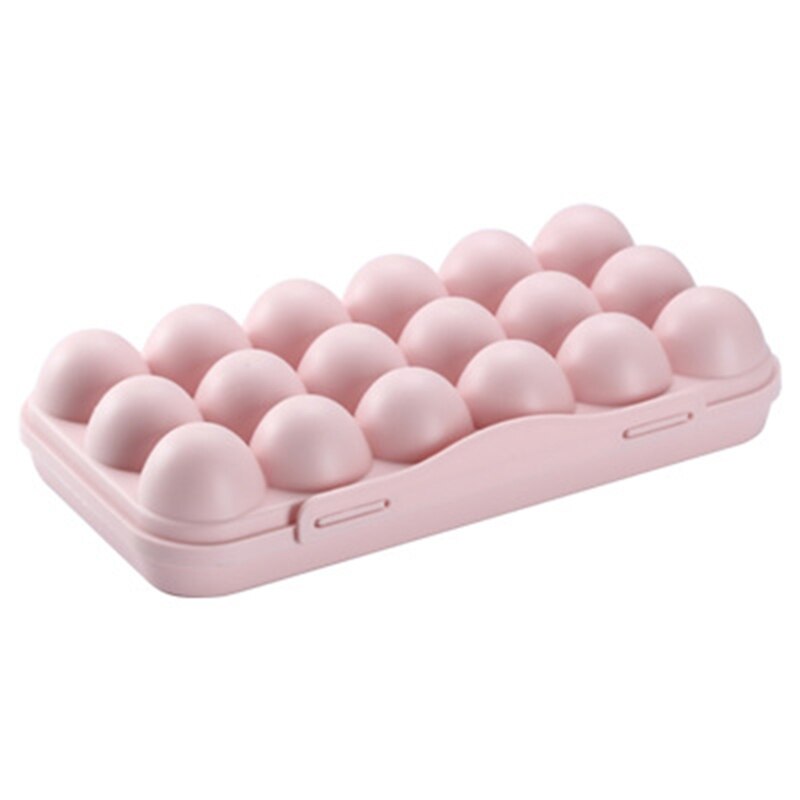 Caja de almacenamiento con 12/18 rejillas para huevos, contenedor de comida, organizador para refrigerador, 4x fa: Pink 18 Compartment