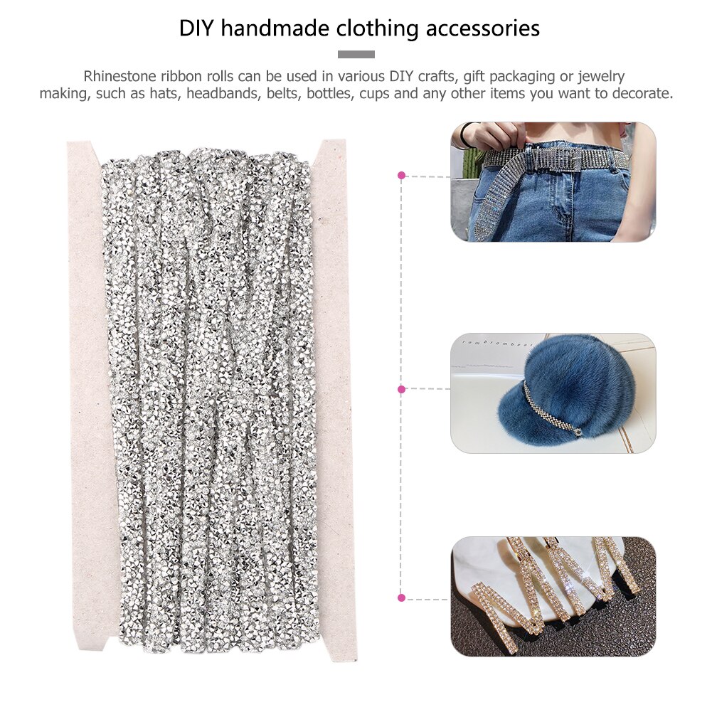 10 Yards Zilveren Bling Wrap Crystal Lint Jewel Strips Strass Mesh Lint Roll Decor Diy Kleding Accessoires